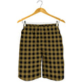 Dark Tan And Black Check Pattern Print Men's Shorts