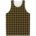 Dark Tan And Black Check Pattern Print Men's Tank Top