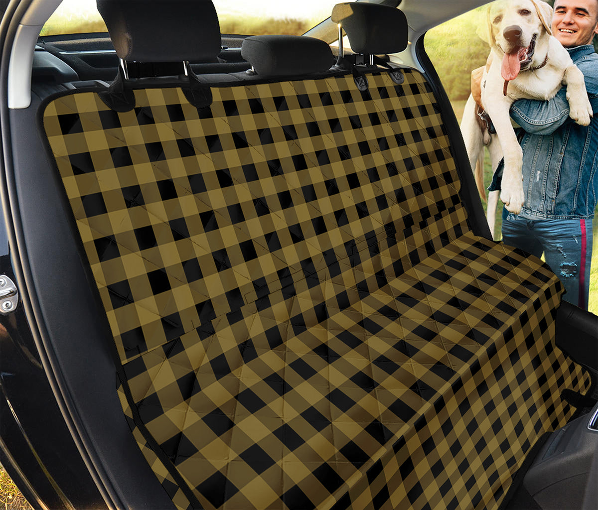 Dark Tan And Black Check Pattern Print Pet Car Back Seat Cover