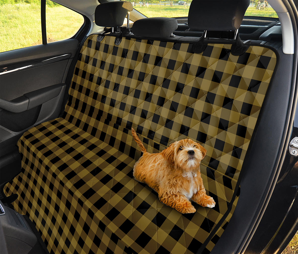 Dark Tan And Black Check Pattern Print Pet Car Back Seat Cover