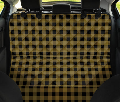 Dark Tan And Black Check Pattern Print Pet Car Back Seat Cover