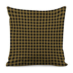Dark Tan And Black Check Pattern Print Pillow Cover