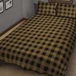 Dark Tan And Black Check Pattern Print Quilt Bed Set