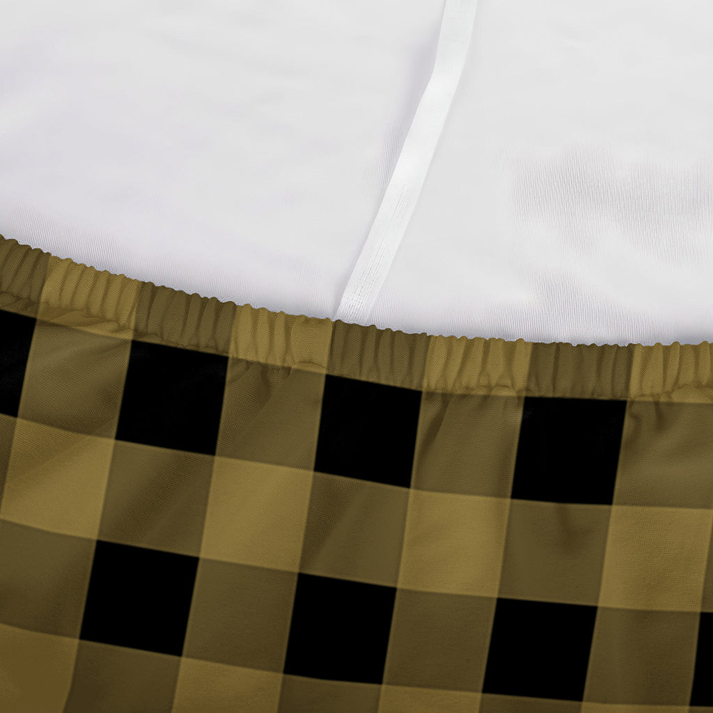 Dark Tan And Black Check Pattern Print Sofa Cover