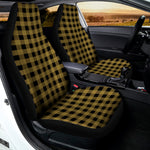 Dark Tan And Black Check Pattern Print Universal Fit Car Seat Covers