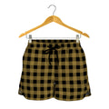 Dark Tan And Black Check Pattern Print Women's Shorts