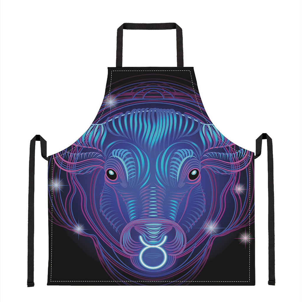 Dark Taurus Zodiac Sign Print Apron