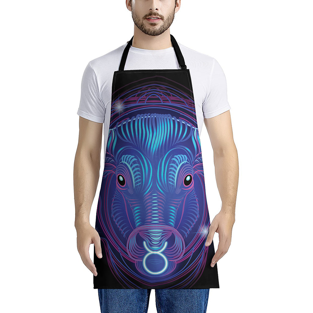 Dark Taurus Zodiac Sign Print Apron
