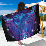 Dark Taurus Zodiac Sign Print Beach Sarong Wrap
