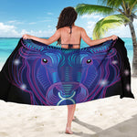 Dark Taurus Zodiac Sign Print Beach Sarong Wrap