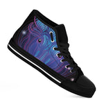 Dark Taurus Zodiac Sign Print Black High Top Shoes