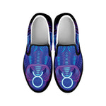Dark Taurus Zodiac Sign Print Black Slip On Shoes