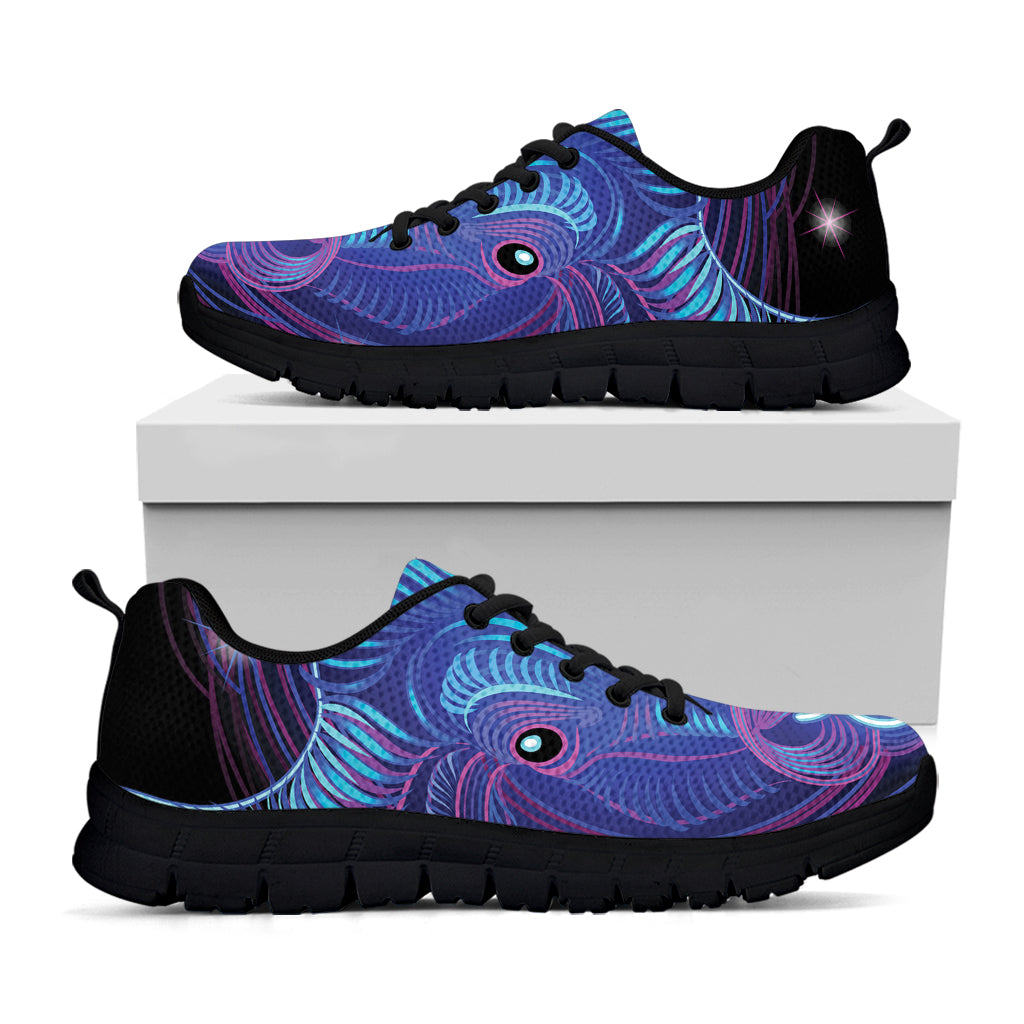 Dark Taurus Zodiac Sign Print Black Sneakers