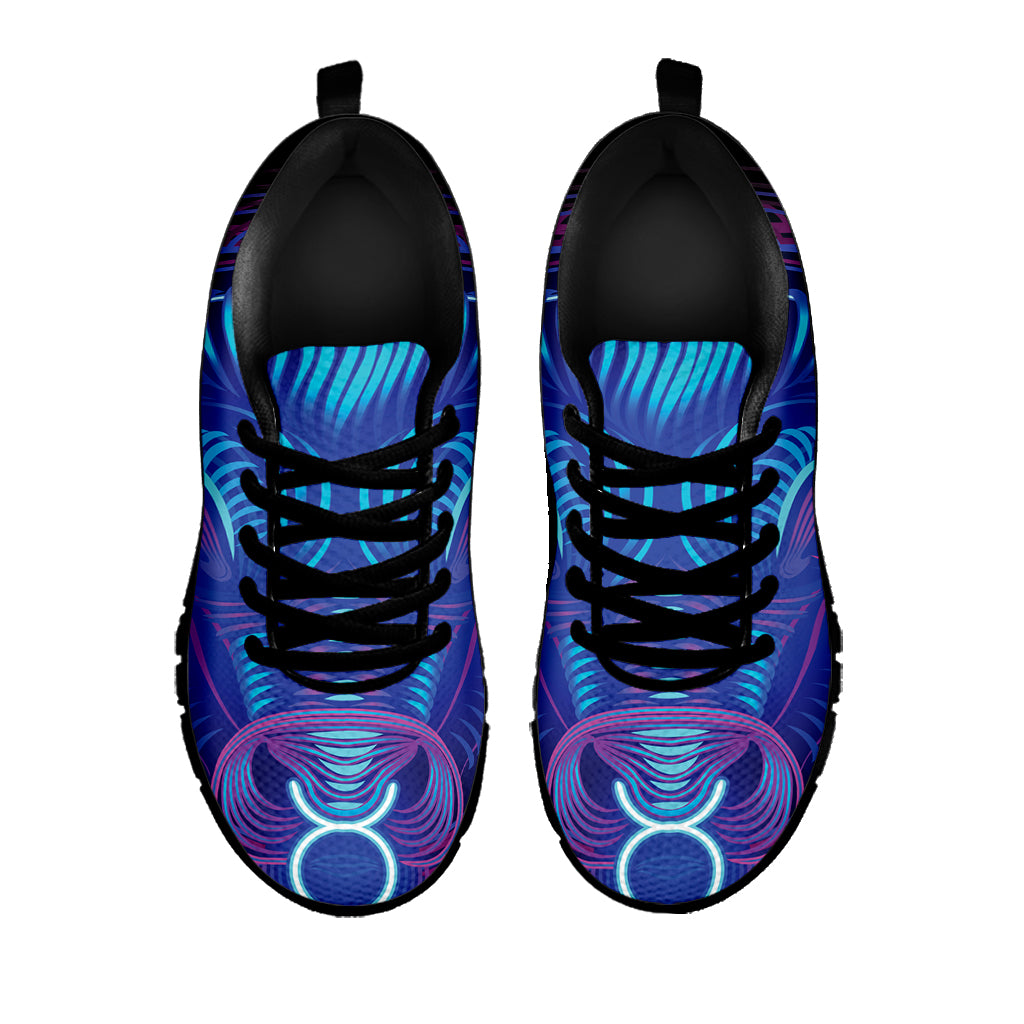Dark Taurus Zodiac Sign Print Black Sneakers