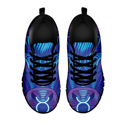 Dark Taurus Zodiac Sign Print Black Sneakers