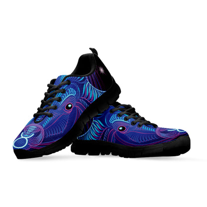 Dark Taurus Zodiac Sign Print Black Sneakers