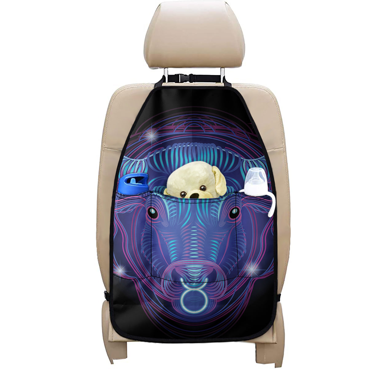 Dark Taurus Zodiac Sign Print Car Seat Organizers