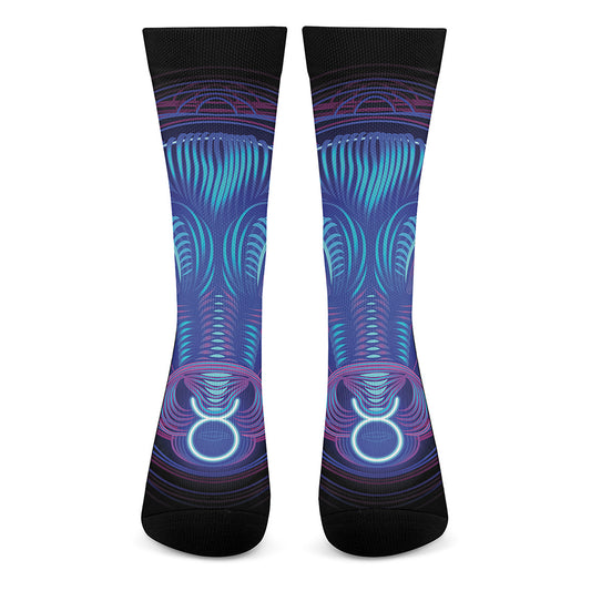 Dark Taurus Zodiac Sign Print Crew Socks