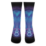 Dark Taurus Zodiac Sign Print Crew Socks