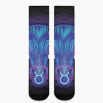 Dark Taurus Zodiac Sign Print Crew Socks