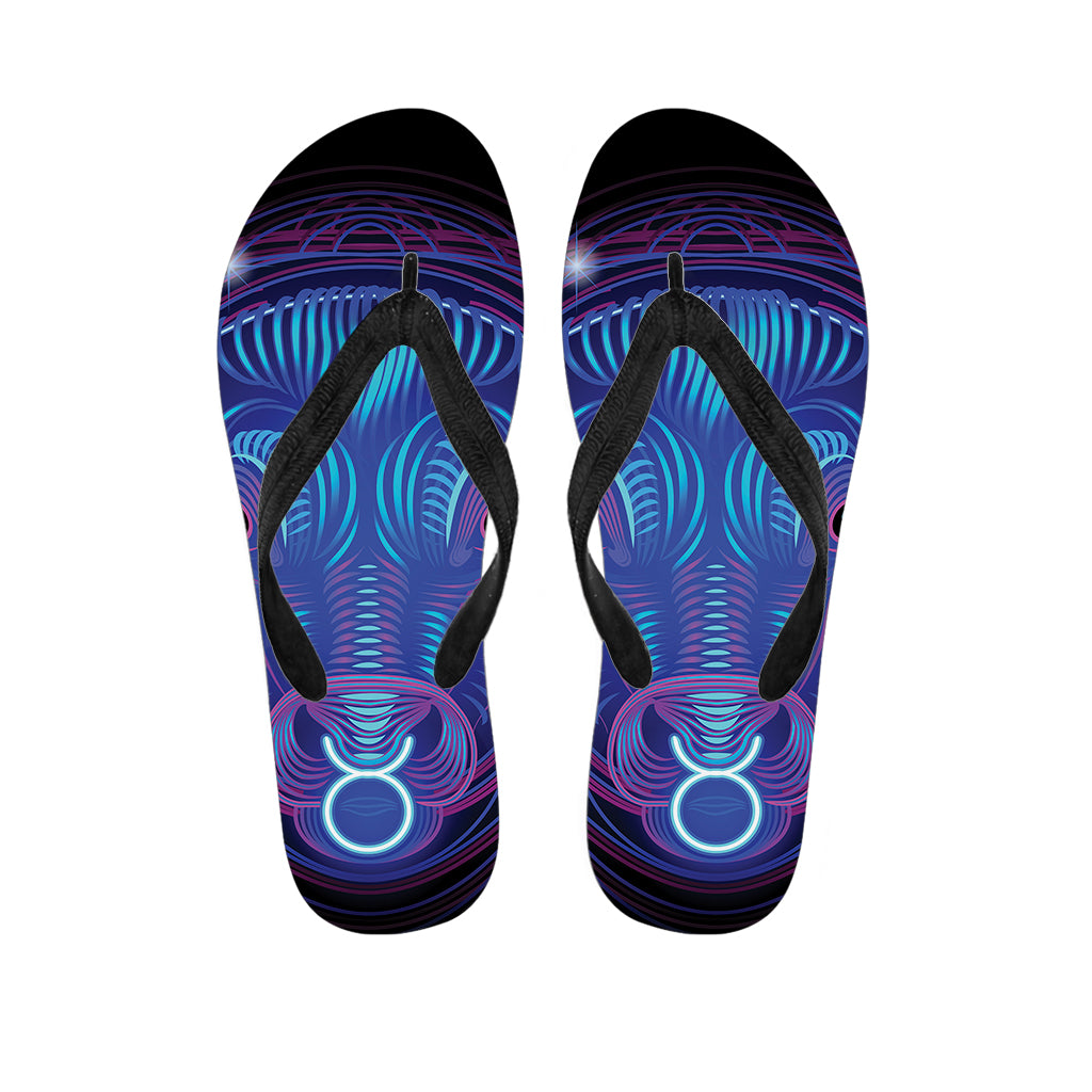 Dark Taurus Zodiac Sign Print Flip Flops