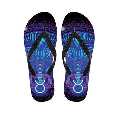 Dark Taurus Zodiac Sign Print Flip Flops