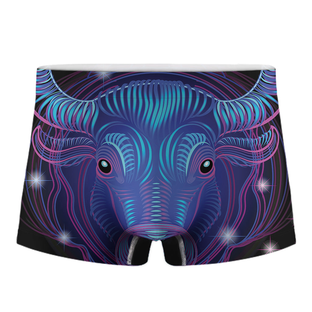 Dark Taurus Zodiac Sign Print Men's Boxer Briefs