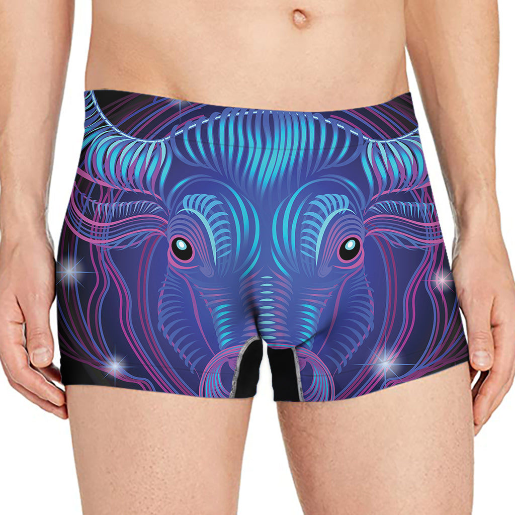 Dark Taurus Zodiac Sign Print Men's Boxer Briefs
