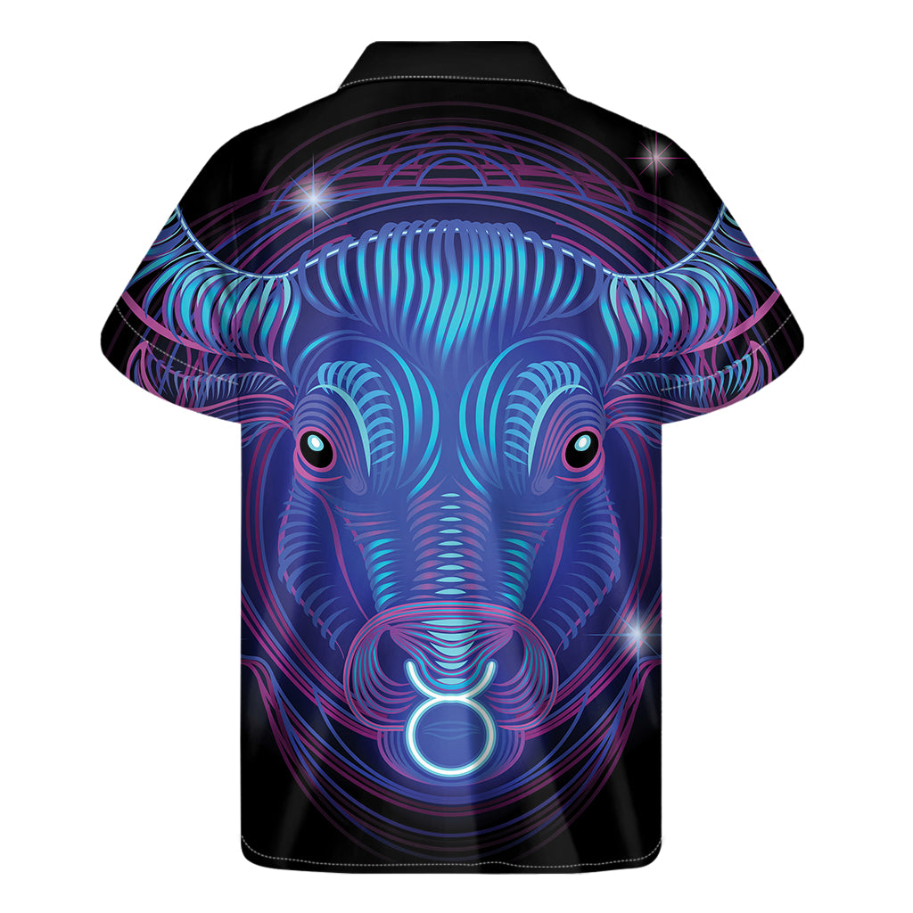 Dark Taurus Zodiac Sign Print Men's Short Sleeve Shirt