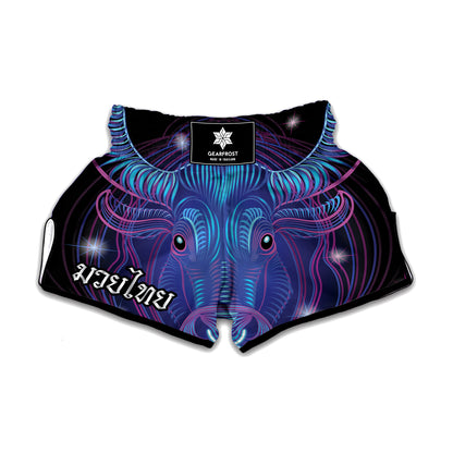 Dark Taurus Zodiac Sign Print Muay Thai Boxing Shorts