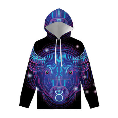 Dark Taurus Zodiac Sign Print Pullover Hoodie