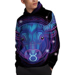 Dark Taurus Zodiac Sign Print Pullover Hoodie