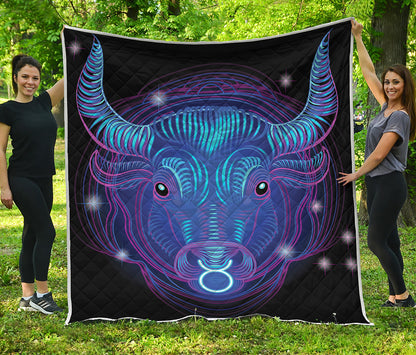 Dark Taurus Zodiac Sign Print Quilt