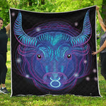 Dark Taurus Zodiac Sign Print Quilt