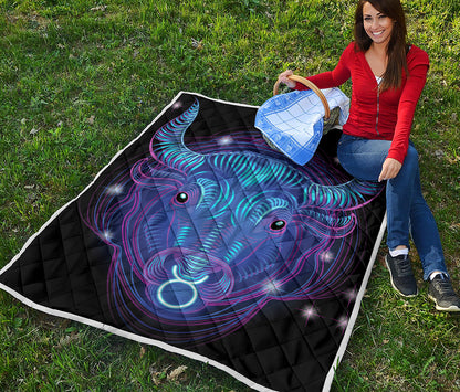 Dark Taurus Zodiac Sign Print Quilt