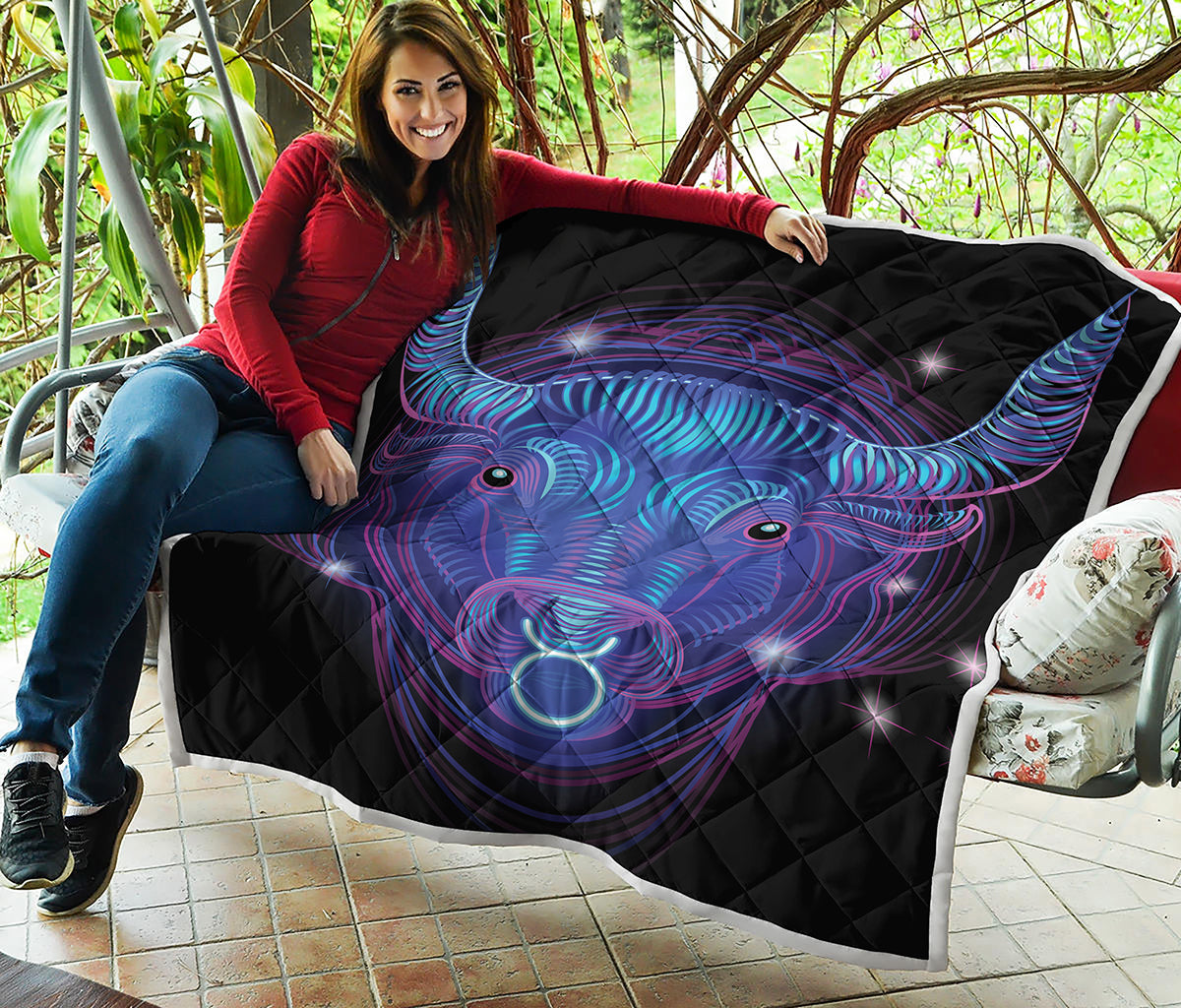Dark Taurus Zodiac Sign Print Quilt