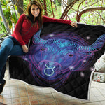 Dark Taurus Zodiac Sign Print Quilt