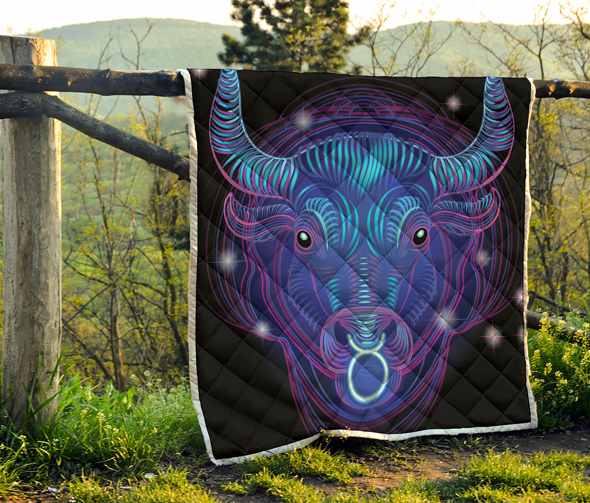 Dark Taurus Zodiac Sign Print Quilt