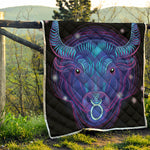 Dark Taurus Zodiac Sign Print Quilt