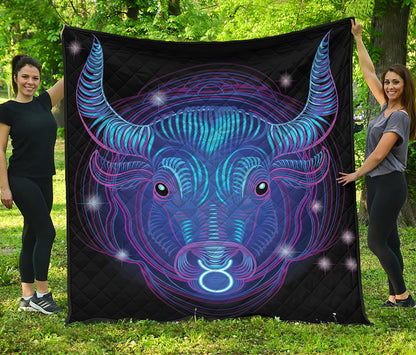 Dark Taurus Zodiac Sign Print Quilt