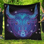 Dark Taurus Zodiac Sign Print Quilt