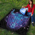 Dark Taurus Zodiac Sign Print Quilt