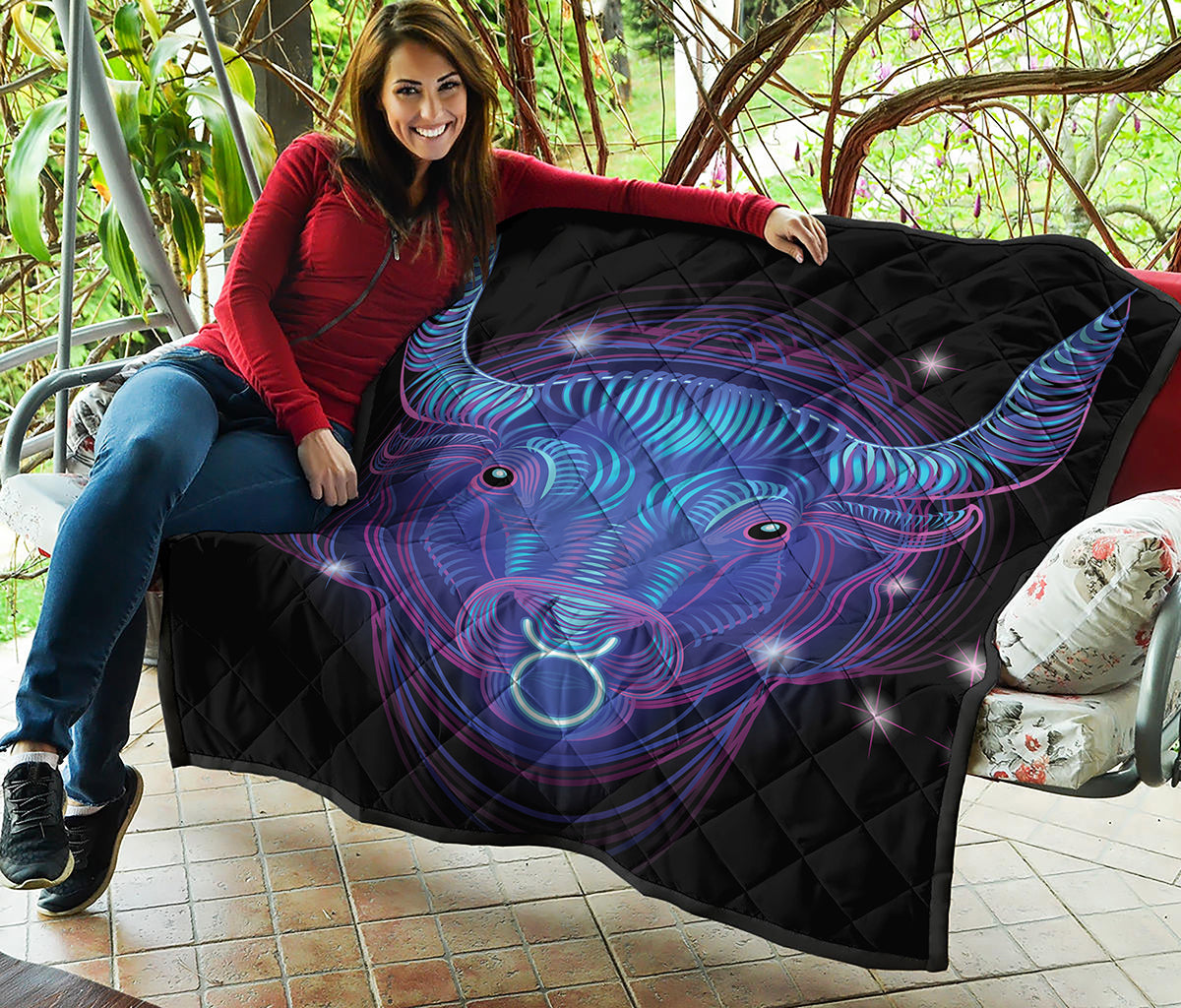 Dark Taurus Zodiac Sign Print Quilt