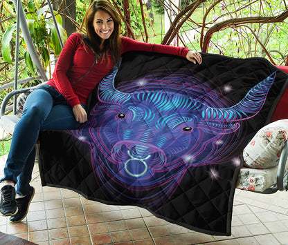 Dark Taurus Zodiac Sign Print Quilt
