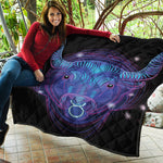 Dark Taurus Zodiac Sign Print Quilt