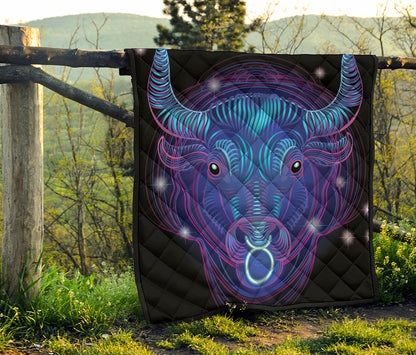 Dark Taurus Zodiac Sign Print Quilt