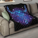 Dark Taurus Zodiac Sign Print Quilt