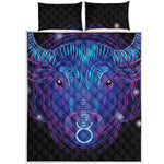 Dark Taurus Zodiac Sign Print Quilt Bed Set