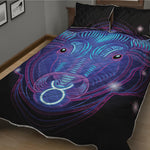 Dark Taurus Zodiac Sign Print Quilt Bed Set