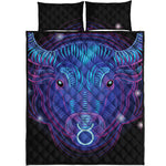 Dark Taurus Zodiac Sign Print Quilt Bed Set